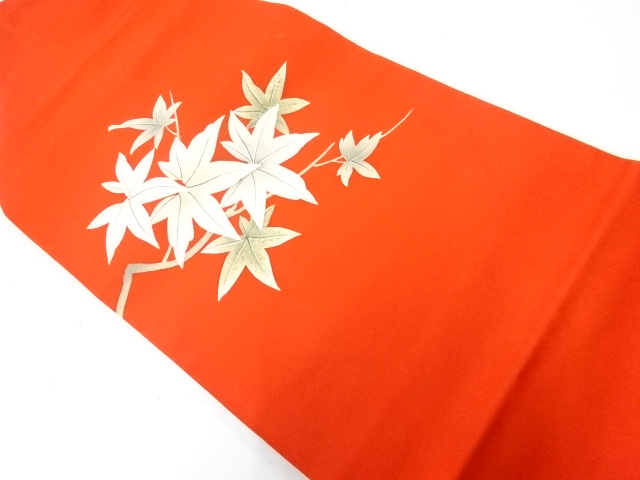 JAPANESE KIMONO / VINTAGE NAGOYA OBI / SHIOZE / MAPLE LEAVES